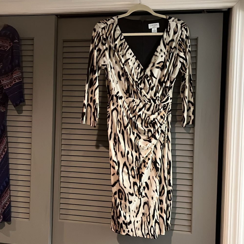 Patterned V Neck Pencil Dress